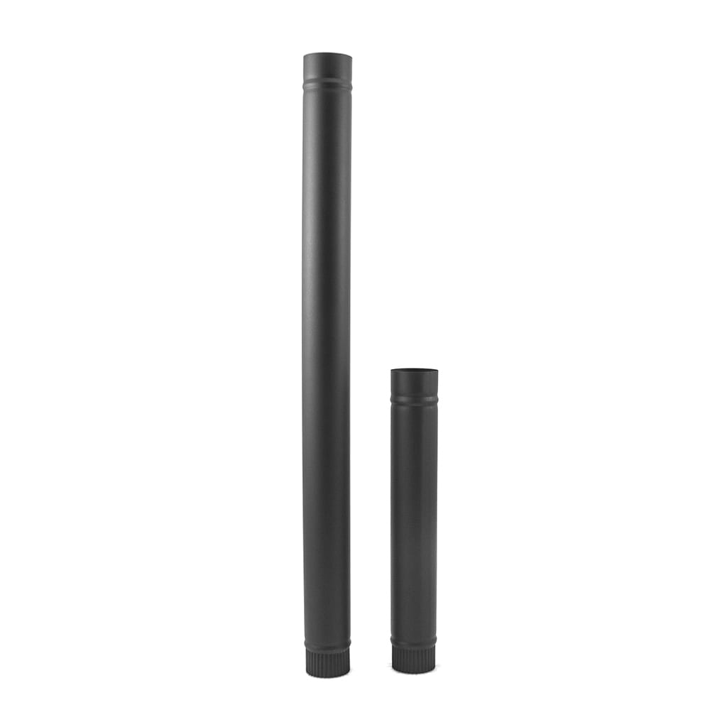 3 Black Single-Wall Stove Pipe - Tiny Wood Stove